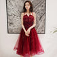 Cute burgundy tulle short prom dress homecoming dress  8252