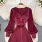 Elegant V Neck Long Sleeve Dress A Line Fashion Dress  10913