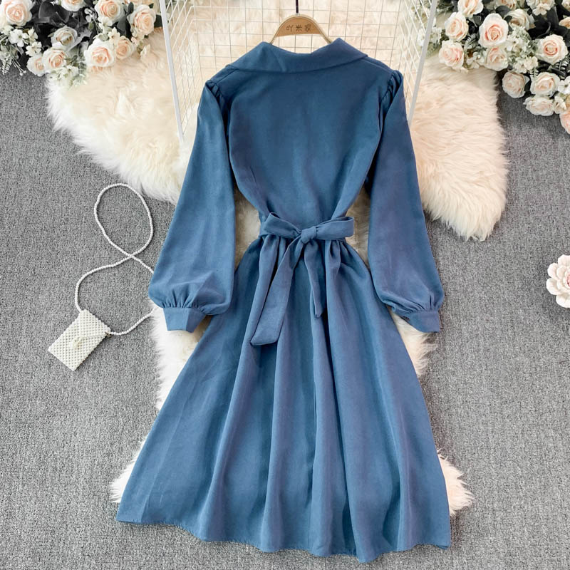 Sweet Long-Sleeved Corduroy Dress A Line Fashion Dress  10956