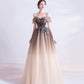 Cute tulle sequins long prom dress evening dress  10470