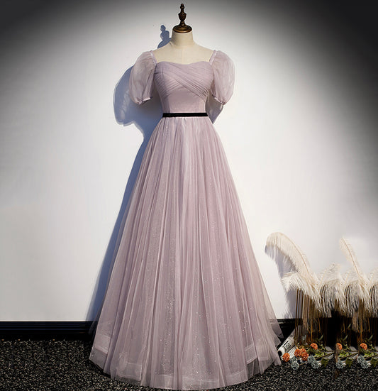 Cute tulle long A line prom dress evening gown  10039