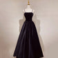 Black velvet long prom dress A line evening dress  10482