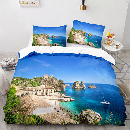 Cutom Duvet Cover Set Pattern Chic Comforter Cover King Size for Teens Adults Bedding Set with Pillowcases  HJ3001