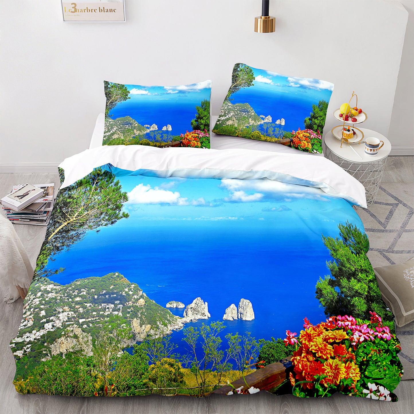 Cutom Duvet Cover Set Pattern Chic Comforter Cover King Size for Teens Adults Bedding Set with Pillowcases  HJ3002