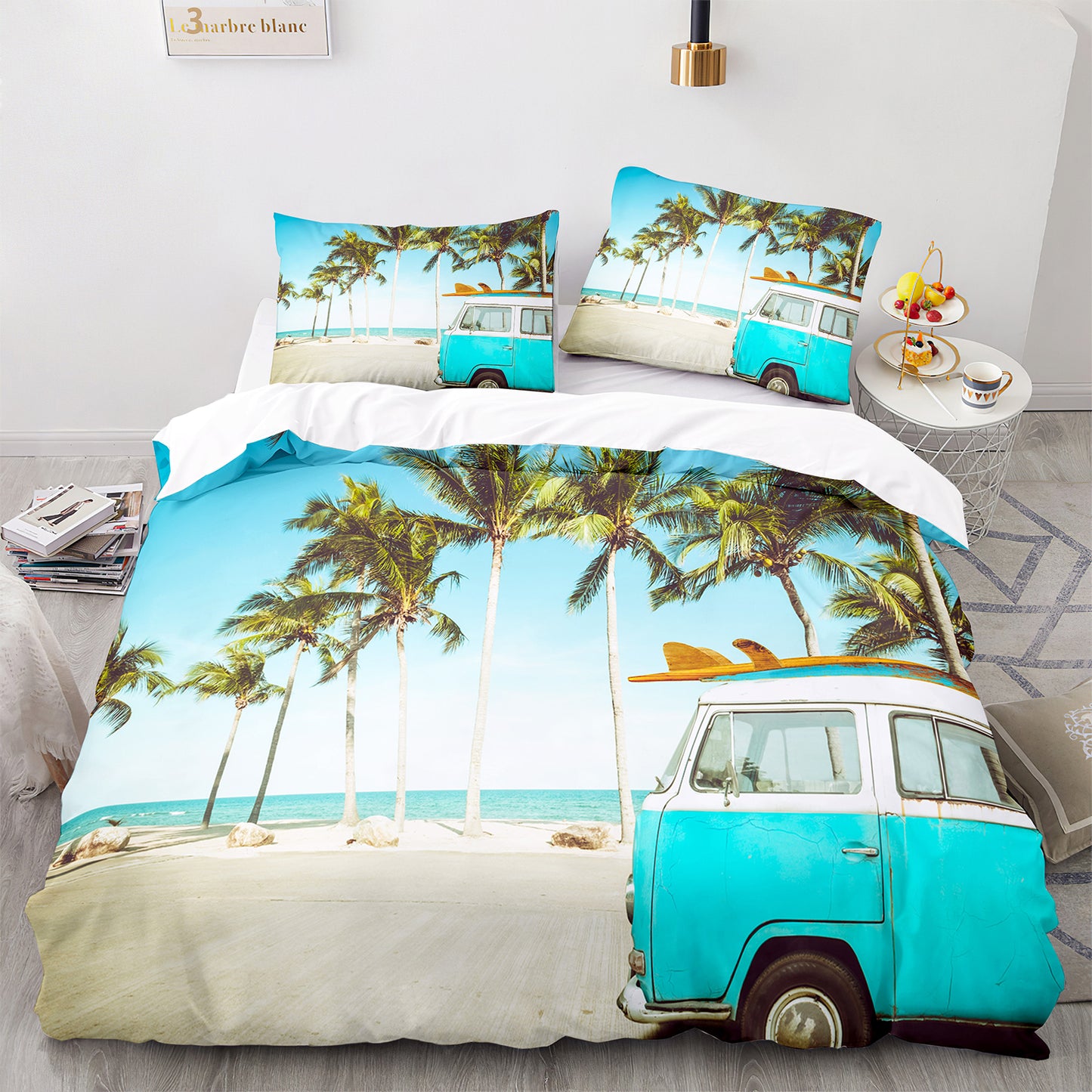 Cutom Duvet Cover Set Pattern Chic Comforter Cover King Size for Teens Adults Bedding Set with Pillowcases  HJ3004