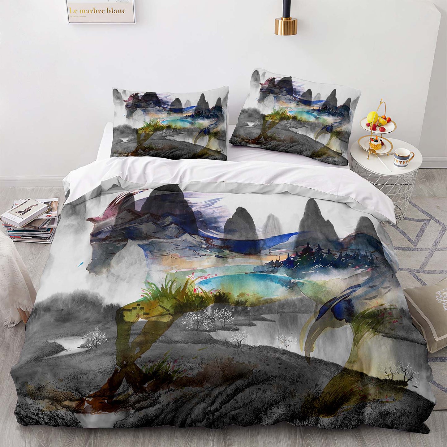 Cutom Duvet Cover Set Pattern Chic Comforter Cover King Size for Teens Adults Bedding Set with Pillowcases  M3004