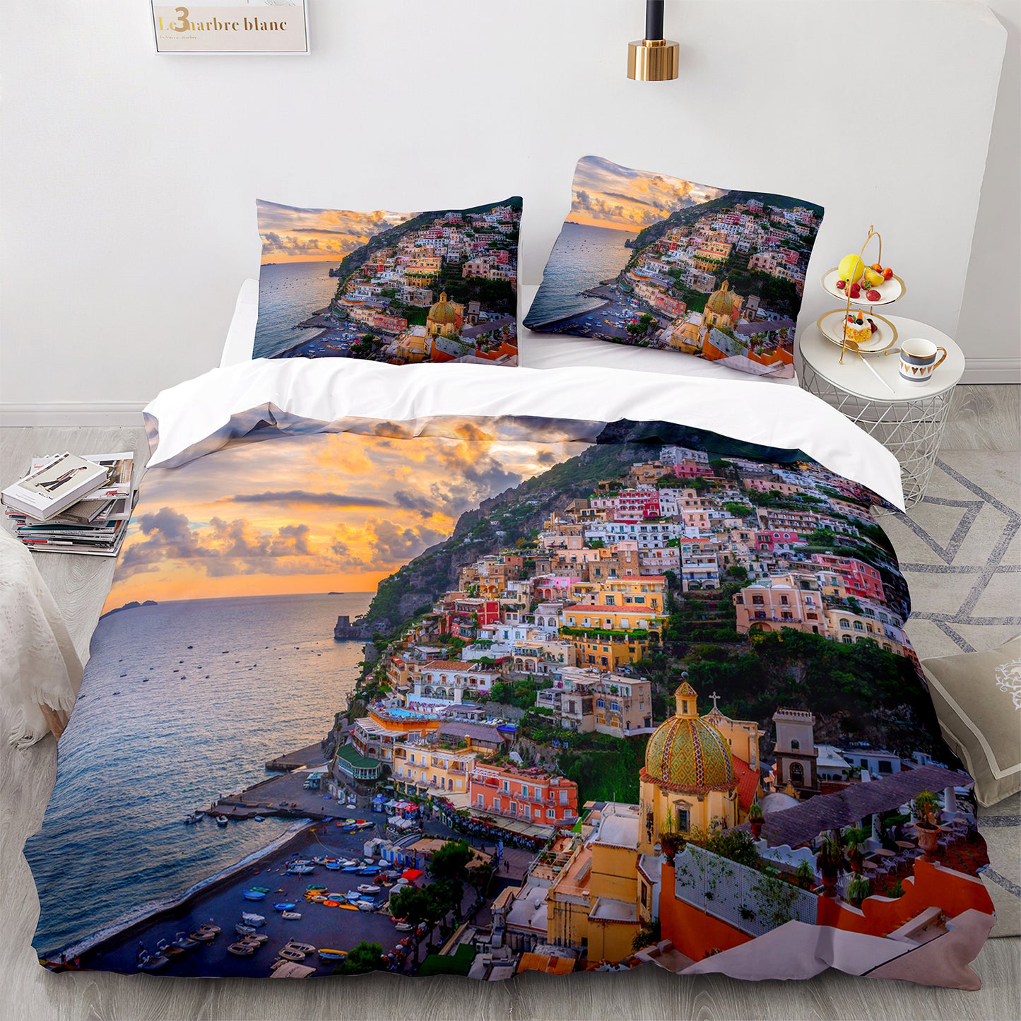 Cutom Duvet Cover Set Pattern Chic Comforter Cover King Size for Teens Adults Bedding Set with Pillowcases  HJ3005