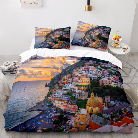 Cutom Duvet Cover Set Pattern Chic Comforter Cover King Size for Teens Adults Bedding Set with Pillowcases  HJ3005