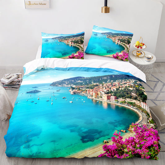 Cutom Duvet Cover Set Pattern Chic Comforter Cover King Size for Teens Adults Bedding Set with Pillowcases  HJ3006