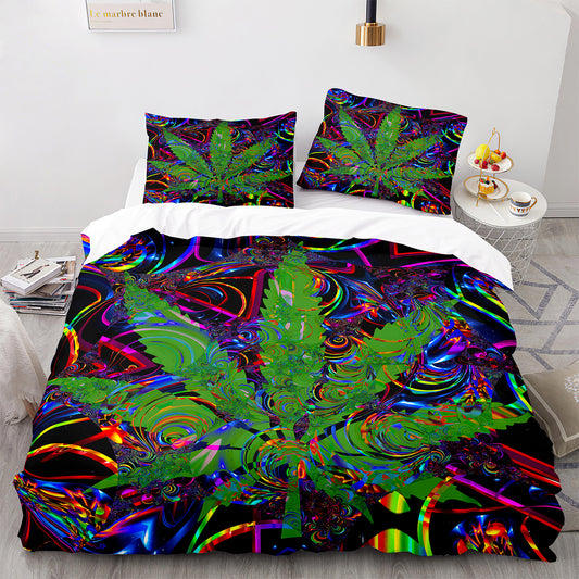 Cutom Duvet Cover Set maple leaf Pattern Chic Comforter Cover King Size for Teens Adults Bedding Set with Pillowcases  FY3008