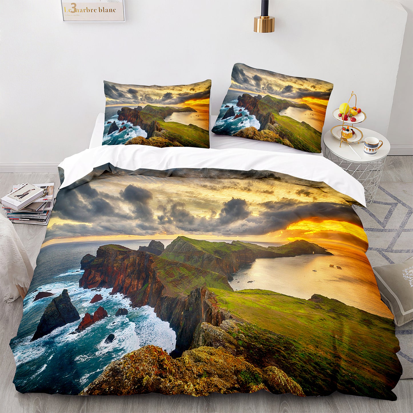 Cutom Duvet Cover Set Pattern Chic Comforter Cover King Size for Teens Adults Bedding Set with Pillowcases  HJ3008