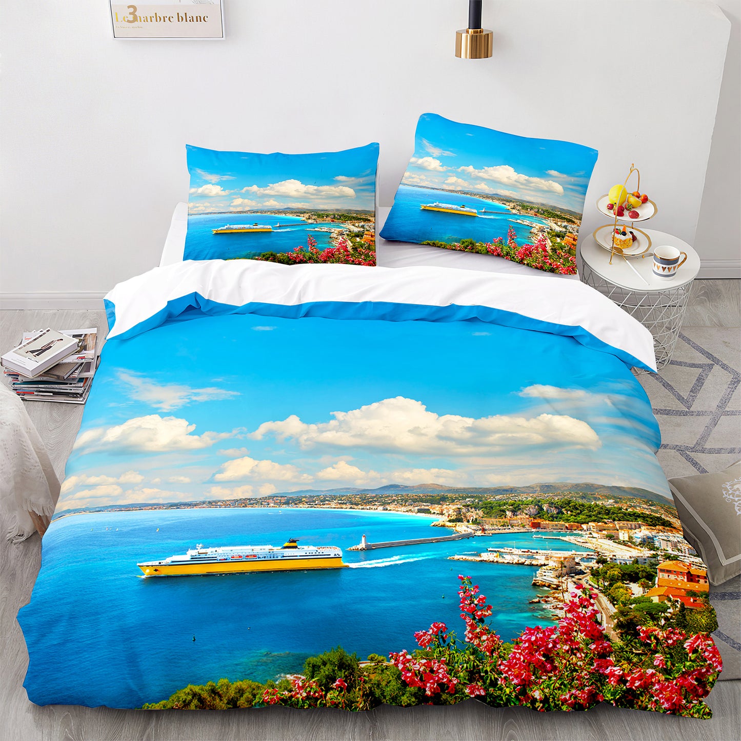 Cutom Duvet Cover Set Pattern Chic Comforter Cover King Size for Teens Adults Bedding Set with Pillowcases  HJ3009