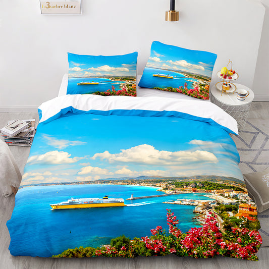 Cutom Duvet Cover Set Pattern Chic Comforter Cover King Size for Teens Adults Bedding Set with Pillowcases  HJ3009