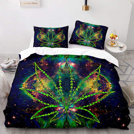 Cutom Duvet Cover Set maple leaf Pattern Chic Comforter Cover King Size for Teens Adults Bedding Set with Pillowcases  FY3009
