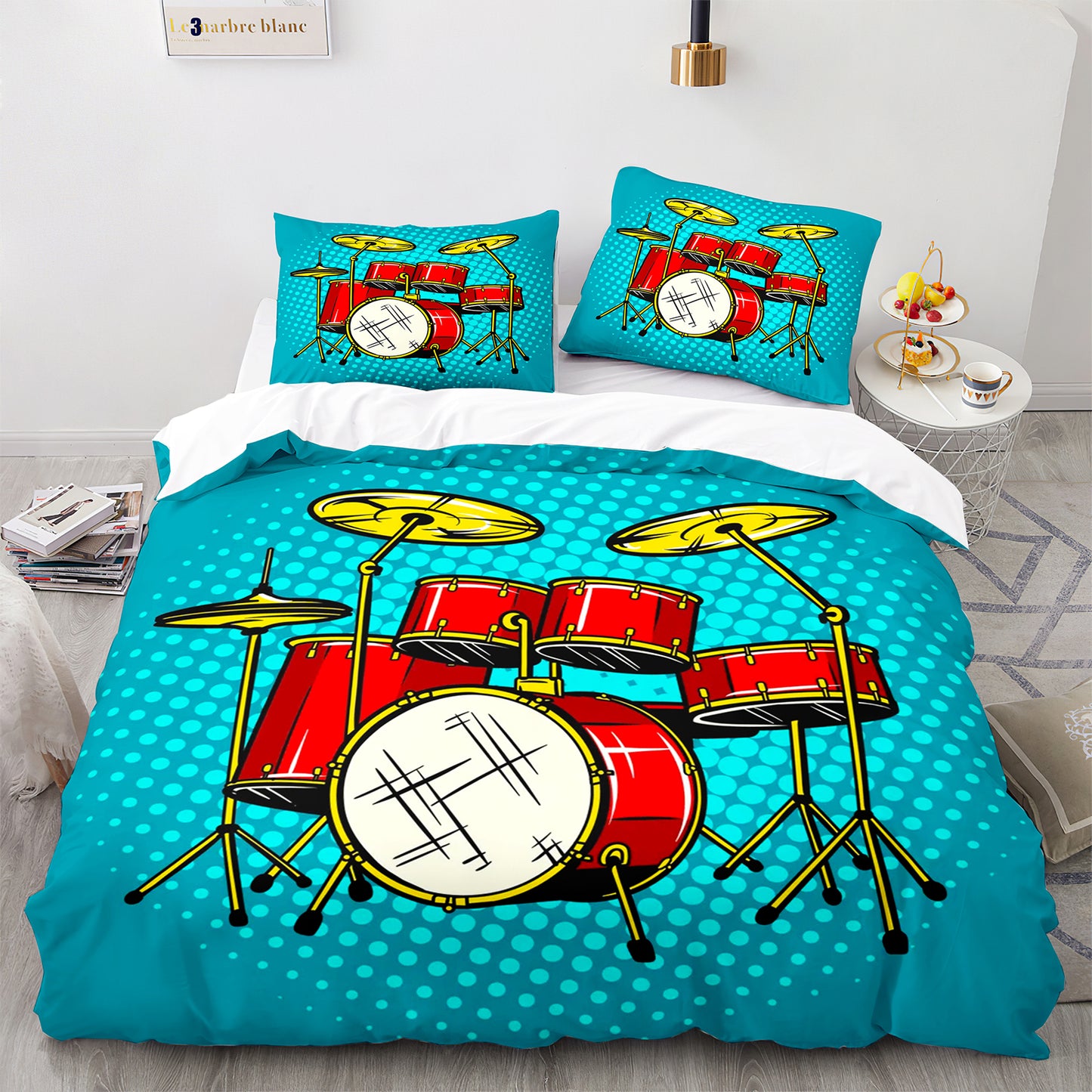 Cutom Bettbezug-Set Muster Chic Bettbezug King Size für Teenager Erwachsene Bettwäsche-Set mit Kissenbezügen JZG3010