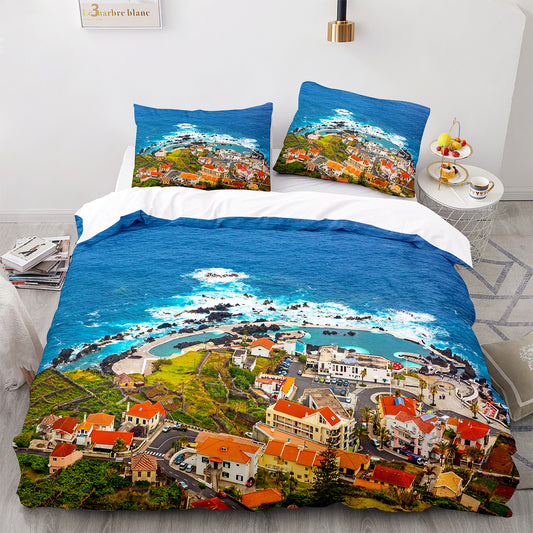 Cutom Duvet Cover Set Pattern Chic Comforter Cover King Size for Teens Adults Bedding Set with Pillowcases  HJ3010
