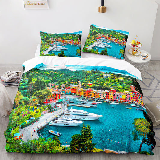 Cutom Duvet Cover Set Pattern Chic Comforter Cover King Size for Teens Adults Bedding Set with Pillowcases  HJ3013