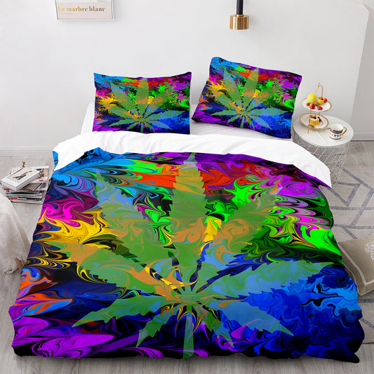 Cutom Duvet Cover Set maple leaf Pattern Chic Comforter Cover King Size for Teens Adults Bedding Set with Pillowcases FY3016 dc76
