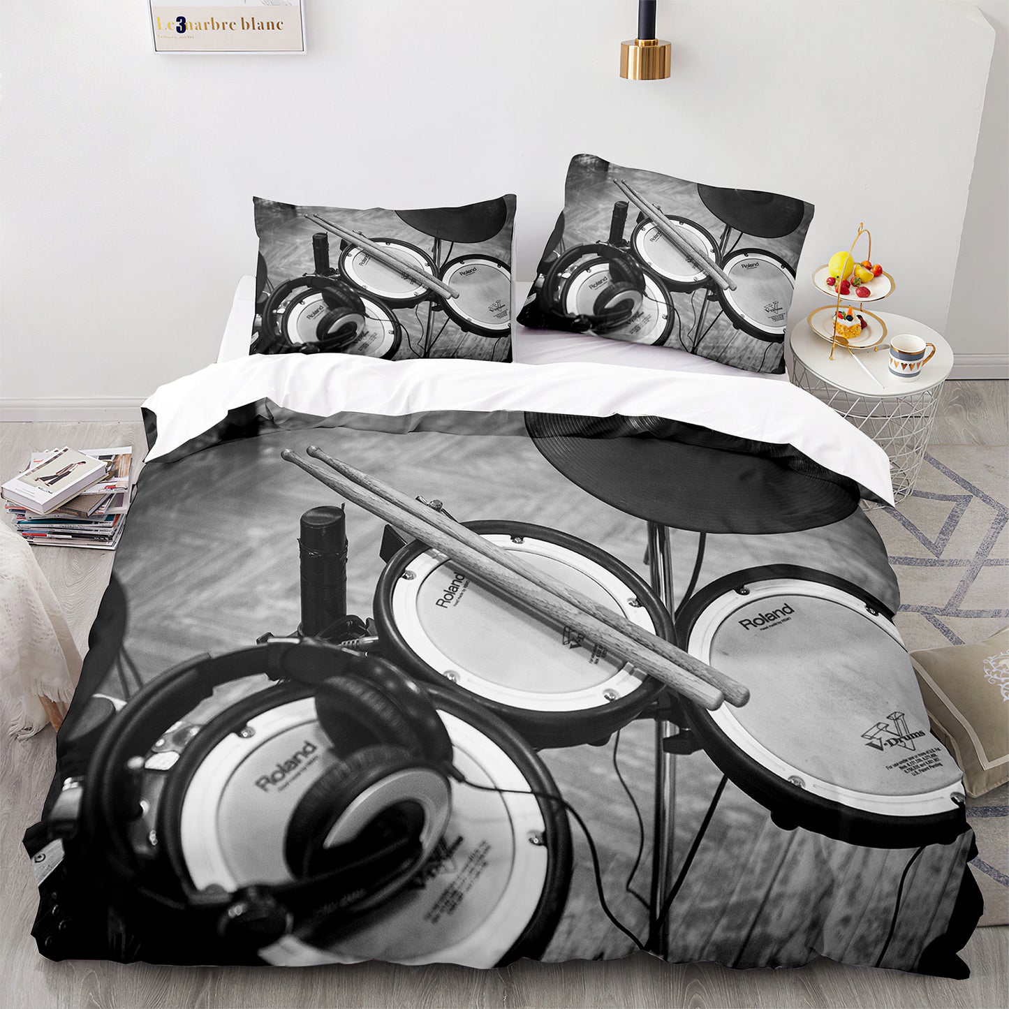 Cutom Bettbezug-Set Muster Chic Bettbezug King Size für Teenager Erwachsene Bettwäsche-Set mit Kissenbezügen JZG3019