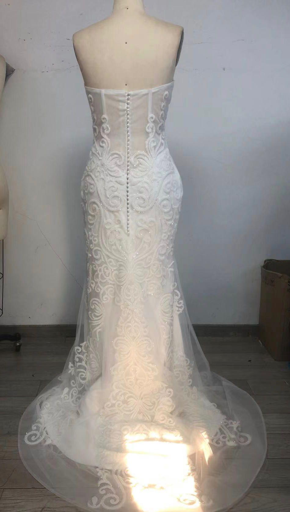 White Prom dress wedding reception dress lace evening dress gh2626