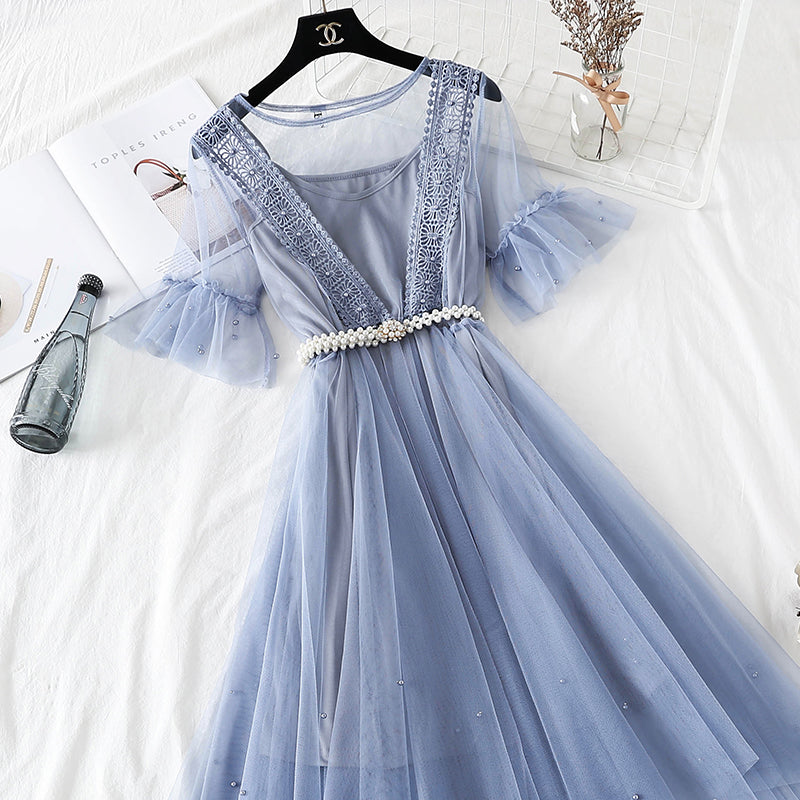 Fairy super xiansen sweet French high waist layered cake skirt  4337