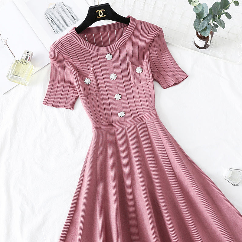 Ice silk knitted dress is a rare Platycodon skirt  4479