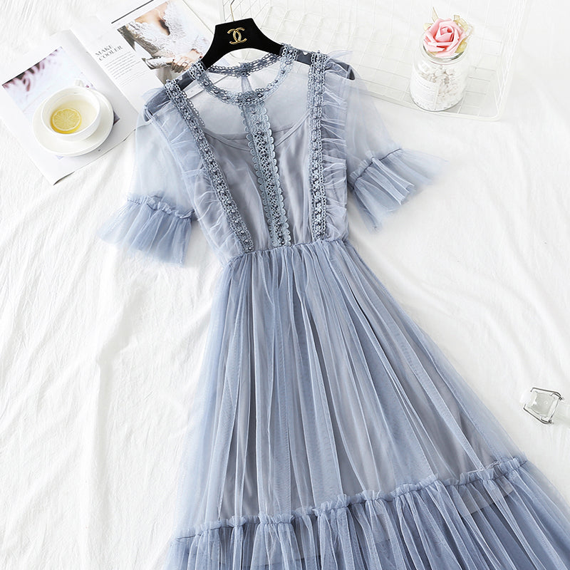 French retro skirt knee length suspender suit  4477