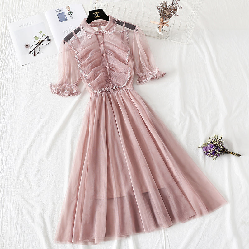 Lace mesh dress sexy and elegant  4347