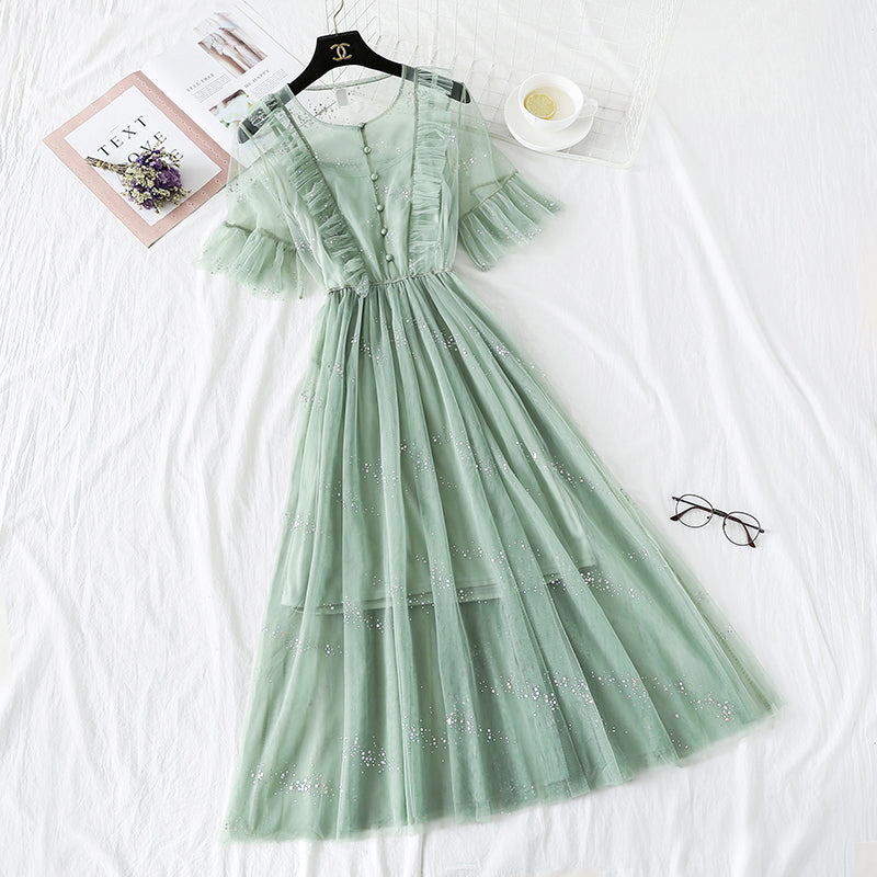 Französische Minderheit Platycodon Rock Netzkleid im ausländischen Stil 4476