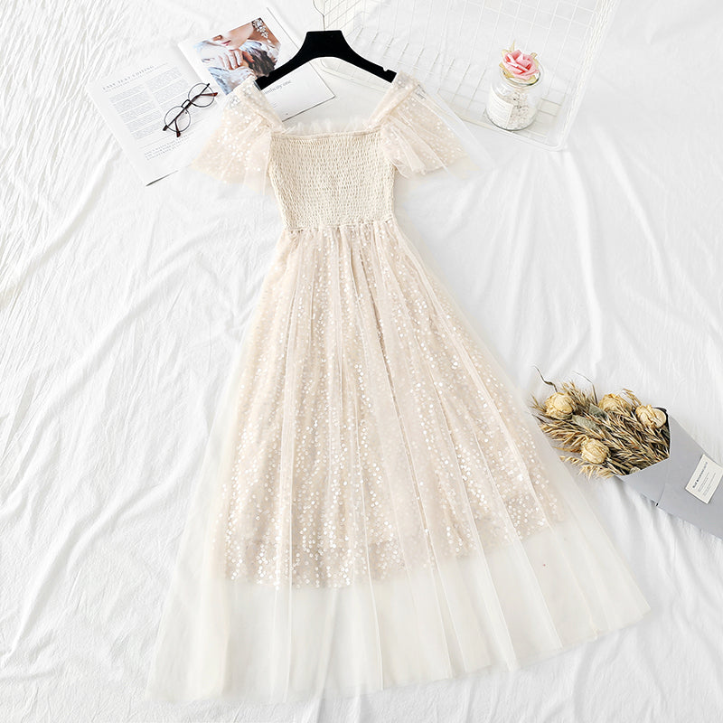 Der lange Rock aus Pailletten-Gaze ​​der französischen Minderheit ist super Xiansen Sweet 4328