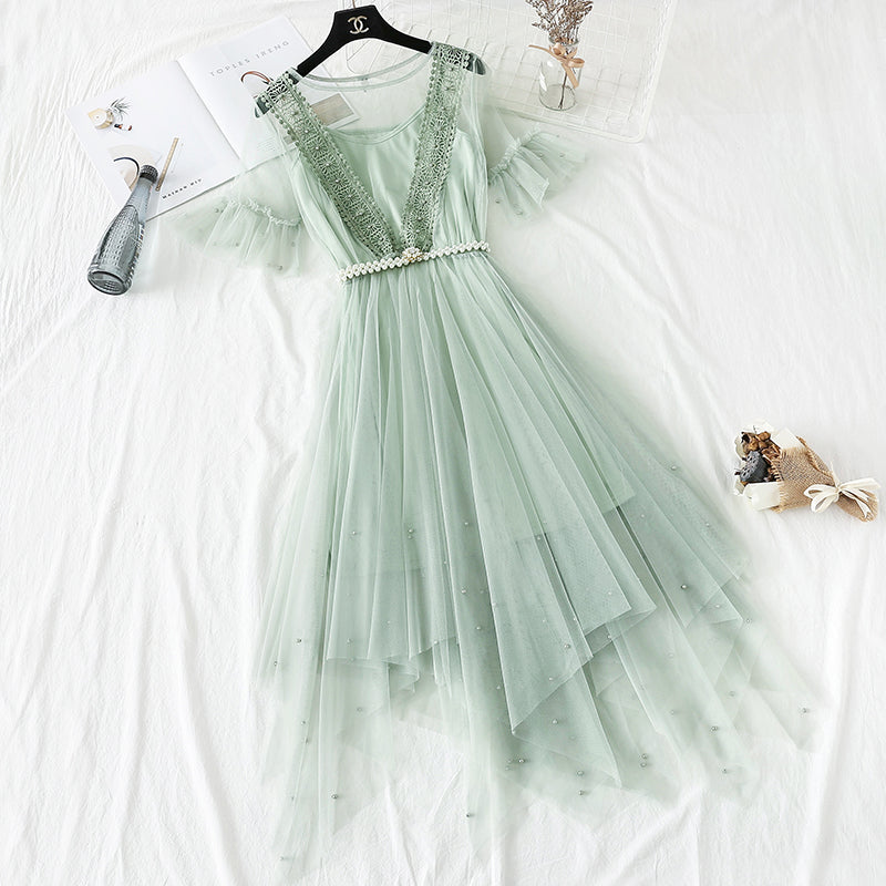 Fairy super xiansen sweet French high waist layered cake skirt  4337