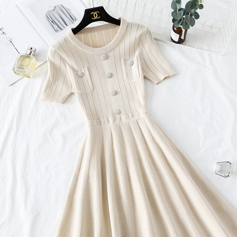 Ice silk knitted dress is a rare Platycodon skirt  4479