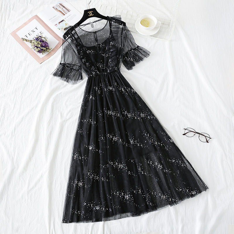 Französische Minderheit Platycodon Rock Netzkleid im ausländischen Stil 4476