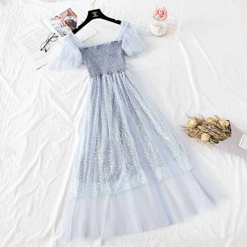 Der lange Rock aus Pailletten-Gaze ​​der französischen Minderheit ist super Xiansen Sweet 4328