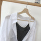 Striped slim fitting bottom sling + white loose shirt sunscreen two-piece set  6235