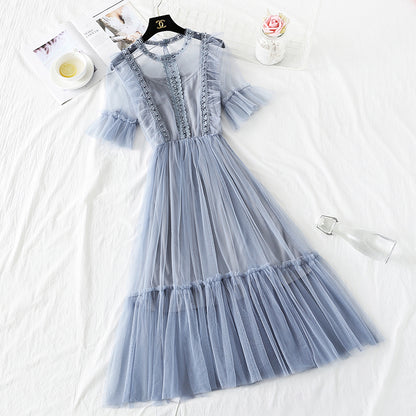 French retro skirt knee length suspender suit  4477