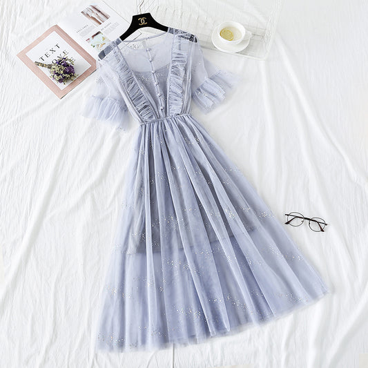 Französische Minderheit Platycodon Rock Netzkleid im ausländischen Stil 4476