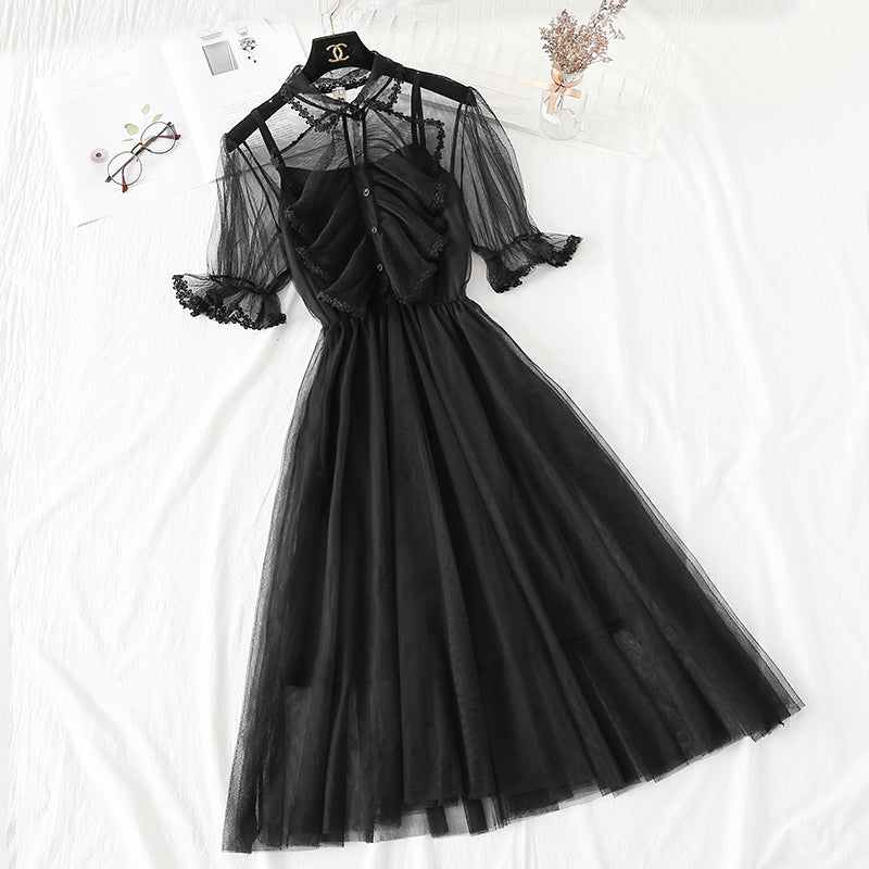 Lace mesh dress sexy and elegant  4347