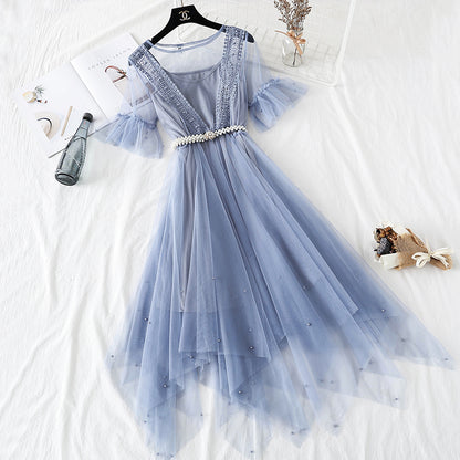 Fairy super xiansen sweet French high waist layered cake skirt  4337