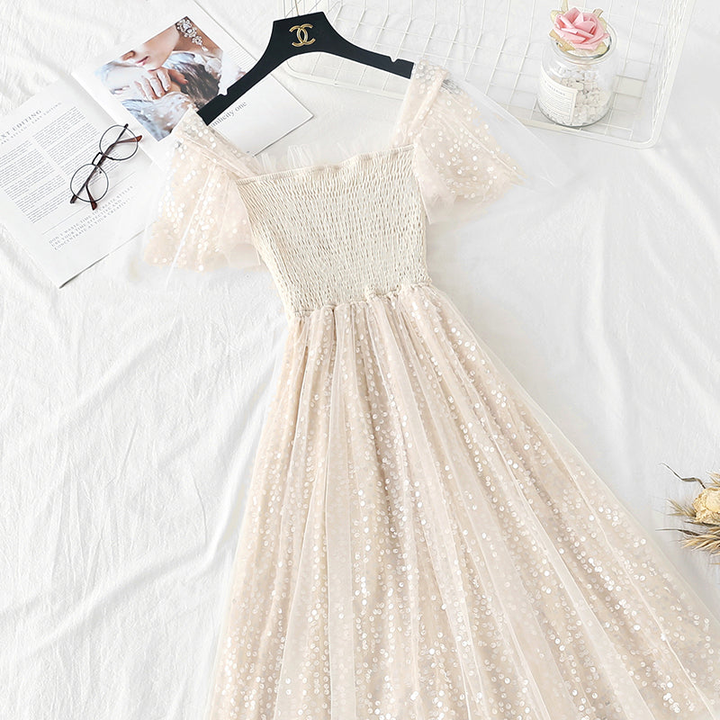 Der lange Rock aus Pailletten-Gaze ​​der französischen Minderheit ist super Xiansen Sweet 4328