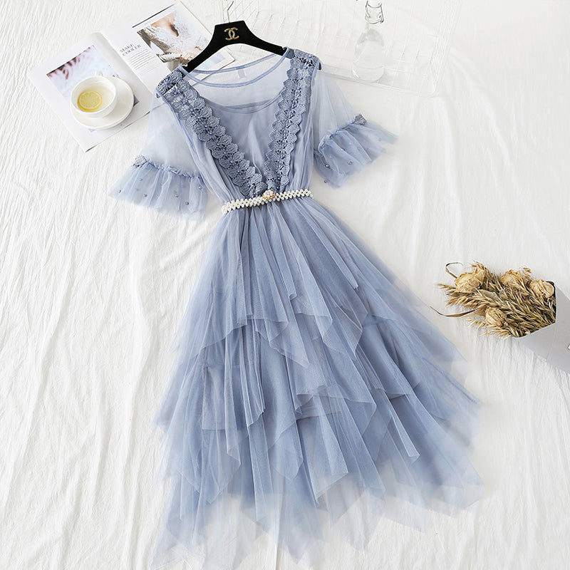 Lace mesh dress Mori sweet cake dress  4361