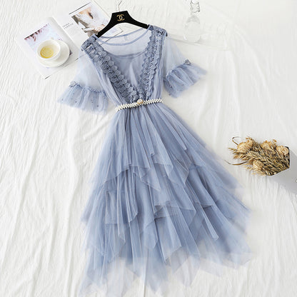 Lace mesh dress Mori sweet cake dress  4361