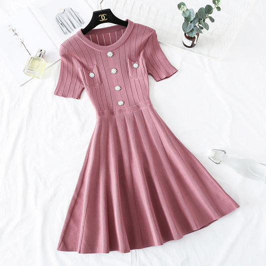 Ice silk knitted dress is a rare Platycodon skirt  4479