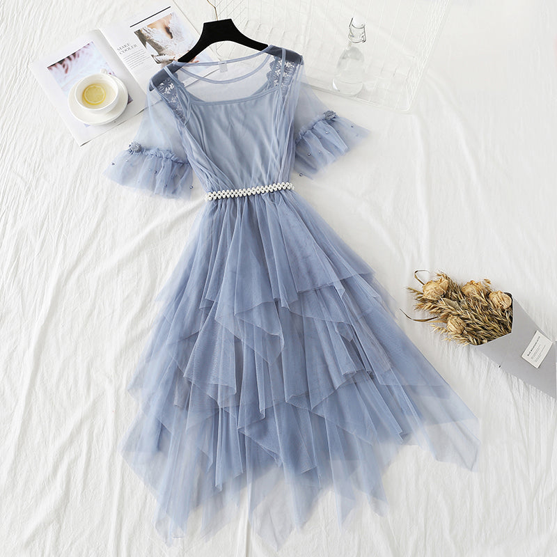 Lace mesh dress Mori sweet cake dress  4361