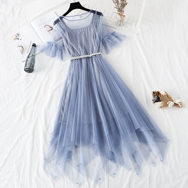 Fairy super xiansen sweet French high waist layered cake skirt  4337