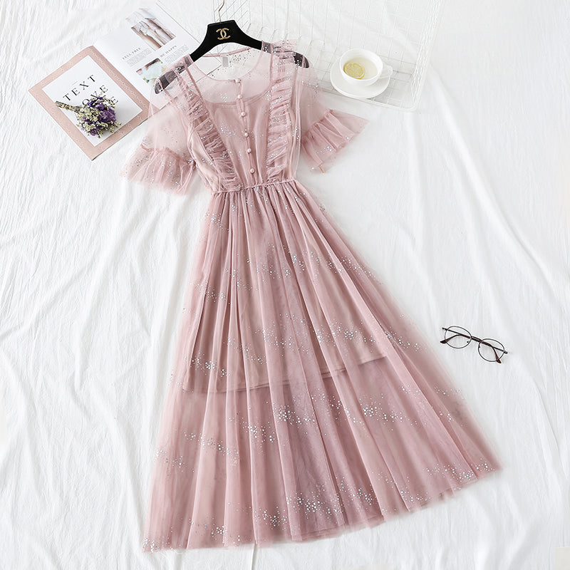 Französische Minderheit Platycodon Rock Netzkleid im ausländischen Stil 4476