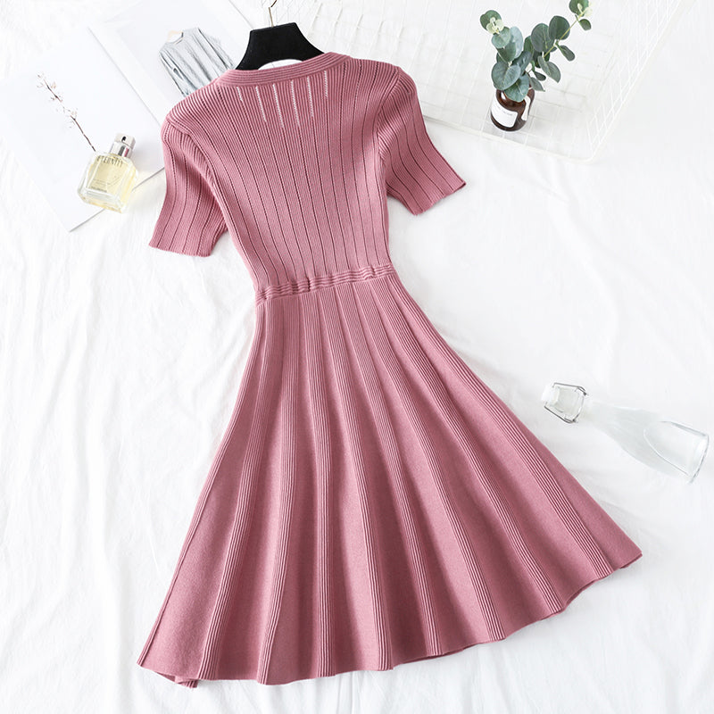 Ice silk knitted dress is a rare Platycodon skirt  4479