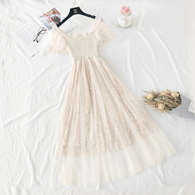 Der lange Rock aus Pailletten-Gaze ​​der französischen Minderheit ist super Xiansen Sweet 4328