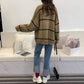 Harajuku Pullover Cardigan Plaid locker und vielseitig 4913