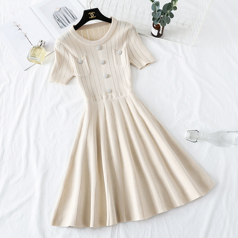 Ice silk knitted dress is a rare Platycodon skirt  4479